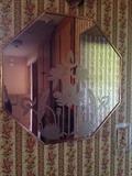 80s etched floral mirror