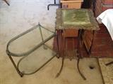 1930s bronze and marble stand, 40s hollywood regency cart