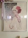 70's Sandy signed art deco lady lithograph