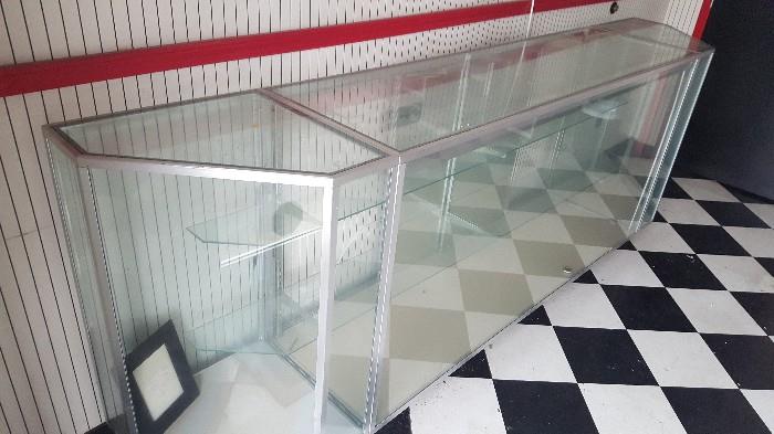 Glass display case 110" long, 39" tall, 20" deep