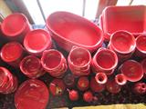 Pottery: Solid Red by Mamie Ro & others by various makers. Italy. 100 pieces.