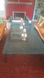 Glass crackled coffee table 2 pieces  $300                         custom coffee table 7" L x 42" W x 16 & 1/2" H