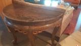 2 piece antique Asian round table 21" deep X 43" wide X 32" height (each half), $800