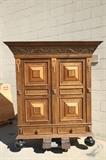 Solid Wood replica of a 15th century Dutch Cabinet. Made in Holland originally. A nice replica of a rare piece. Made of wood. 72 x61 x23