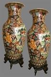 Pair of large Asian Palace size vases.  Vases stand 3 feet tall
