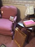 Bedroom chair; small drop leaf table; frames