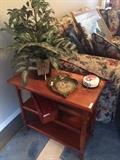 End table; decorative items; sofa