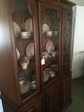 China cabinet and Old Ivory "Shadow Rose" china