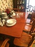 Rectangular Early American table and 6 chairs