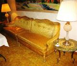great covered 50's sofa w wood appointments