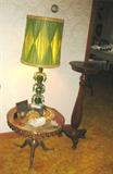 marble top table w lamp