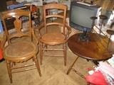 Cain chairs and foldup table