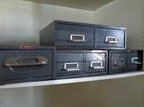 Vintage Industrial Metal / Steel Card Catalog Boxes