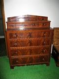 Burl front vintage chest of drawers