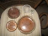 (3) Vintage ashtrays with backside of leather stamped with steers heads