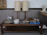 Retro lamps, glassware, coffee table