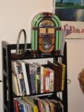 Retro style radio - books and shelf