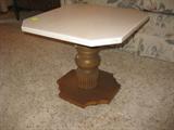 A Pair of these Marble Top Pedestal Tables.