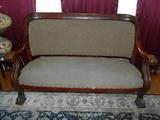 Parlor: A closer view of the 63" long AMERICAN EMPIRE settee. The parlor set is priced as one unit (each item is not individually priced).