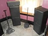 Third Floor-Family Room: FIVE KENWOOD speakers includes: 2 tall + 2 small box + two stands + 1 rectangular. All speakers are sold as one unit but they are priced separately from the components.