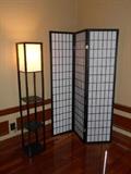 Second Floor - [Master] Bedroom #4:  A square floor lamp with shelves; a rice paper tri-fold screen.