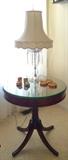 Handsome Drum Table with Glass Top & Single Drawer