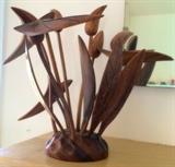 Vintage Carved Teak Wood Zen Sculpture (Movable Parts)