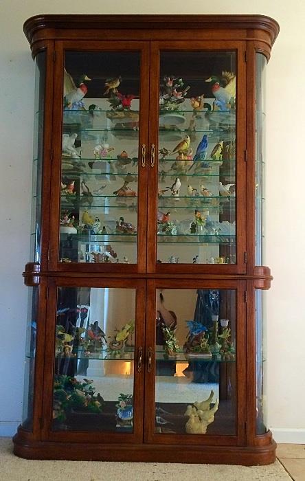 Stately Vintage Curio Cabinet with Curved Sides, Upper & Bottom Doors