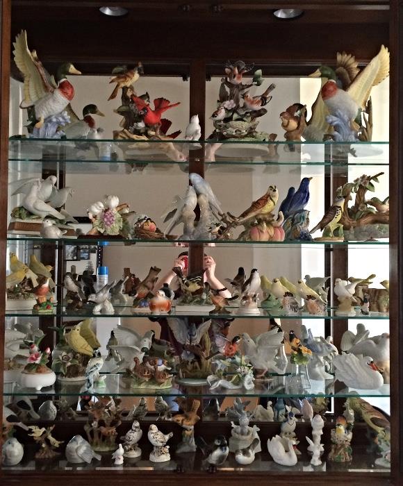 Large Collection of Porcelain, Ceramic & Glass Birds