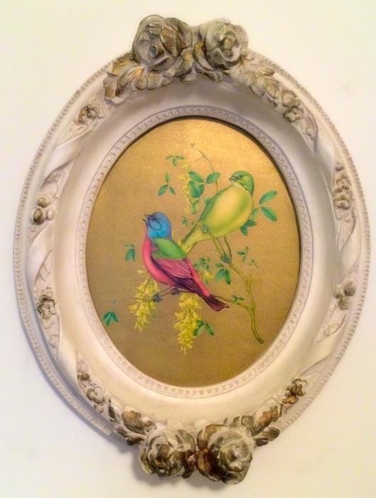 Pottery Floral Oval Frame with Print