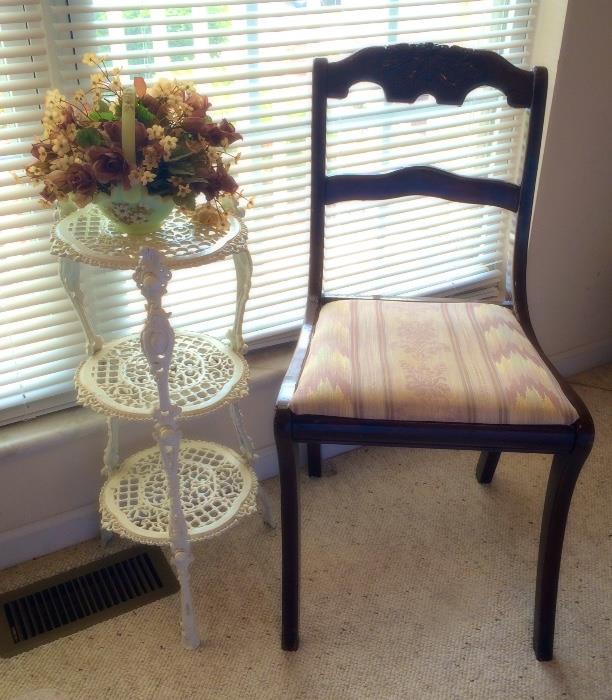 Wrought Iron Plant Stand, Vintage Occasional Chair