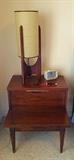 Kent-Coffey End Table, Vintage Clock & Letter Opener, Modeline Style Lamp