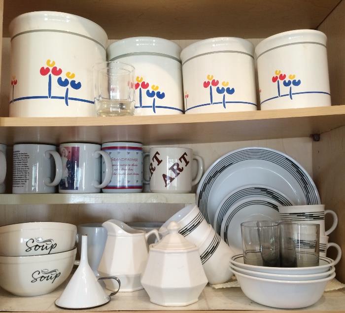 Canister Set, Coffee Mugs, Enamelware, Corelle & More