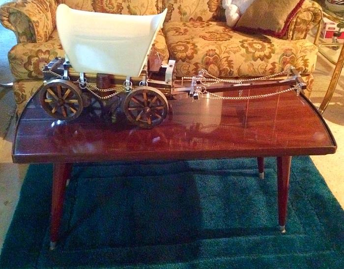 Mid Century Modern Coffee Table, Vintage Replica Wagon