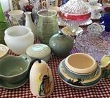 Native American pottery, celadon, milk glass