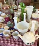 Teacups, teapots, vases