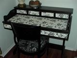 antique writing desk repurposed with French faux and Matching chair