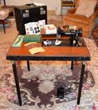 Singer Featherweight Sewing Machine with Table & Accessories