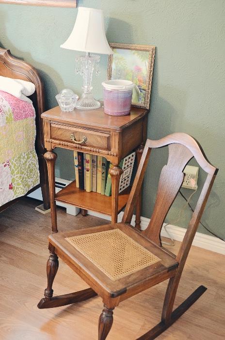 Antique Night Stand and rocker