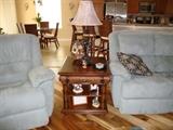 Pair of Dark Wood/Woven Rattan End tables