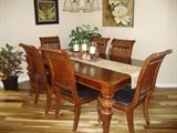 Beautiful dining room set, Rectangular Table with 2 Leaves, 6 Side Chairs