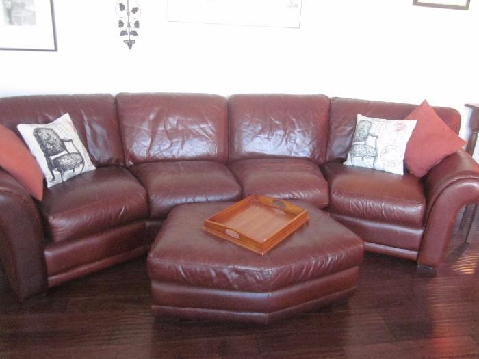 Leather sectional, matching recliner, Carson Pirie Scott