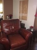 Leather recliner, matching sofa, Carson Pirie Scott