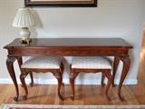 Mahogany table with stools