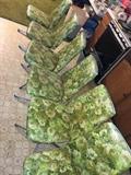 6 vintage green chairs