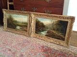Pair of antique oil on canvas