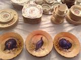 Set of 6 hand painted antique Limoges plates with turkeys & wildgame