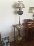 Interesting, non-electrified brass/marble lamp