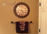 Bathroom clock & towels