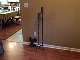 Candle sticks with candles & 1 of 3 Metal roosters